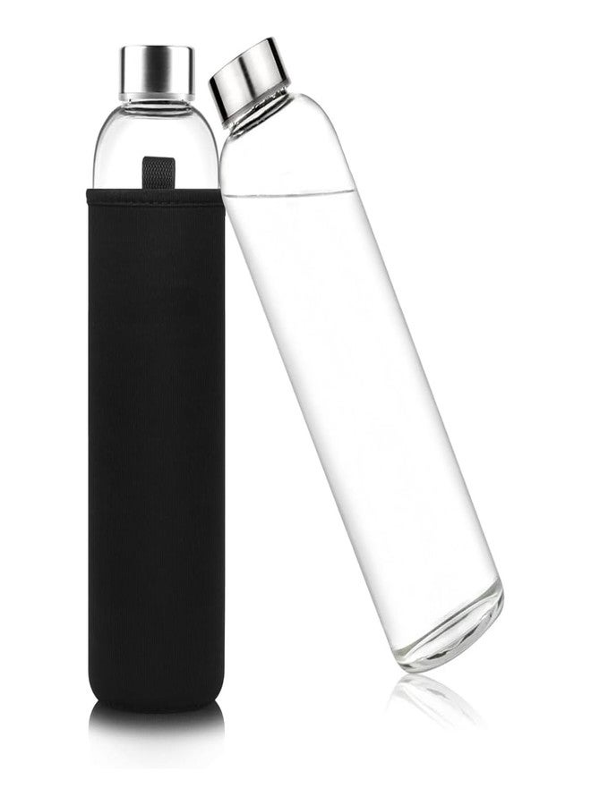 ايه اي سي زجاجة ماء من زجاج البوروسيليكات سعة 750 مل من AEC، خالية من مادة BPA، مانعة للتسرب، مثالية للمدرسة والمنزل والمكتب والسفر والرياضة واليوغا والنادي الرياضي، للمشروبات الساخنة والباردة، مع جراب حمل من النيوبرين. - Image 1